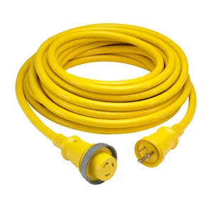 Hubbell HBL61CM03LED marine shore power cable set in yellow