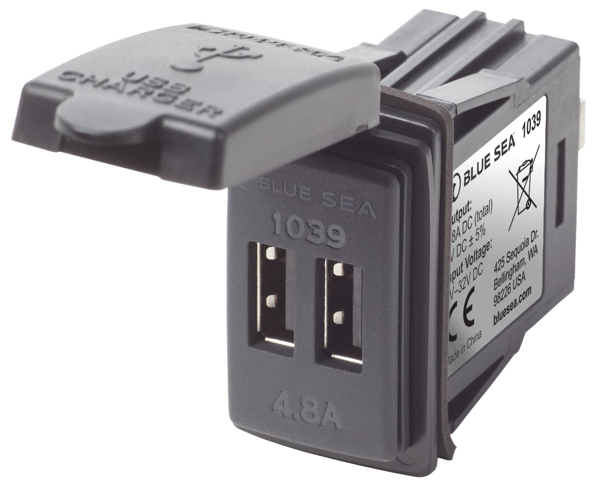 Blue Sea Systems 12/24V DC Dual USB Charger 4.8A Switch Mount