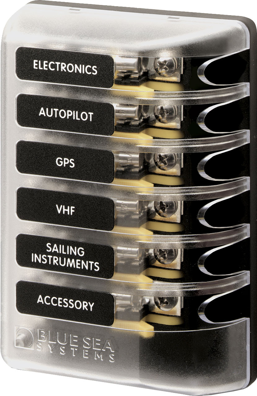 Blue Sea Systems ST Glass 6 Circuit Fuse Block with Cover