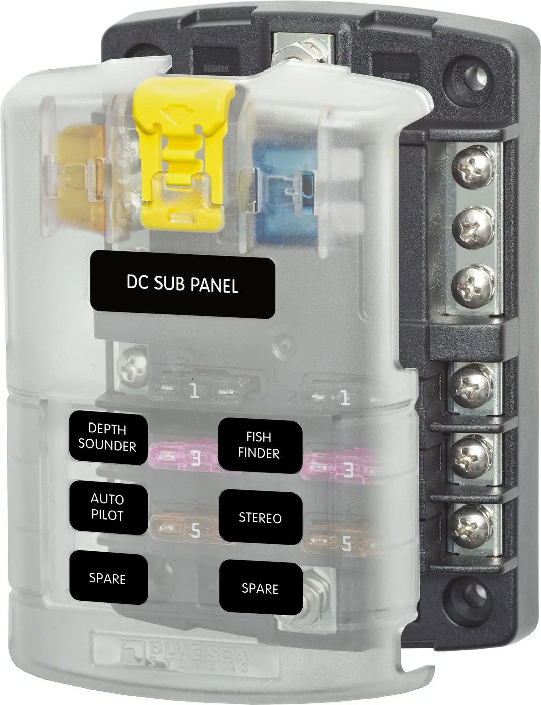 Blue Sea Systems ST Blade Fuse Block 6 Circuits with Negative Bus and Cover