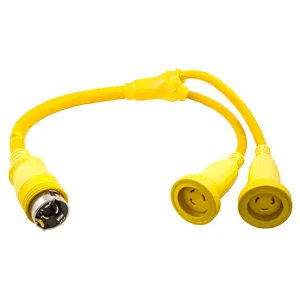 Hubbell HBL64CM57 marine power adapter in yellow