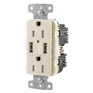 Hubbell USB15A5LA USB charging receptacle in light almond