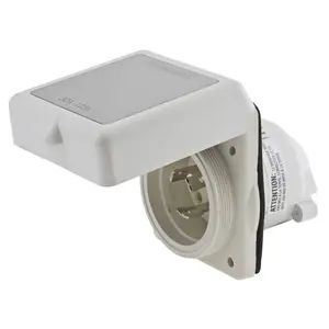 Hubbell HBL504NM marine shore power inlet in white