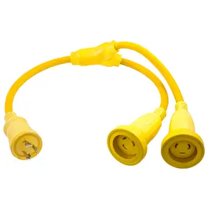 Hubbell HBL64CM56 marine power adapter in yellow