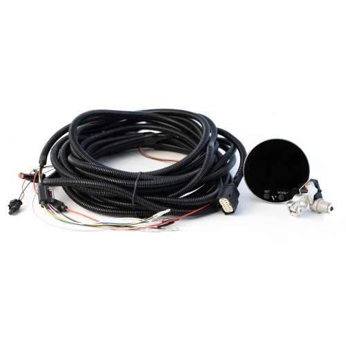 Veratron VMH 35 GPS outboard engine kit with round marine display, harness and battery sensor
