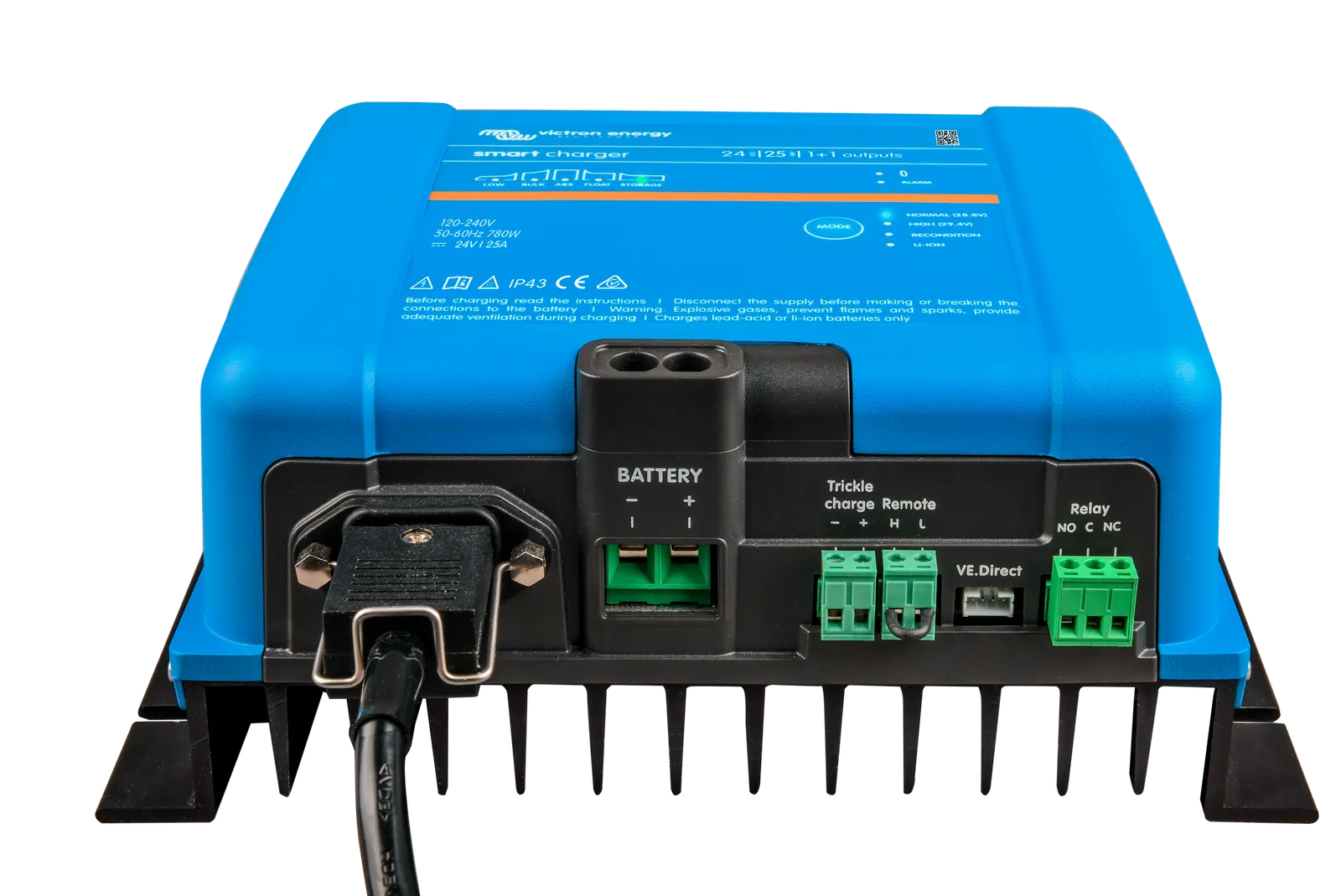 Victron Smart IP43 Charger 24 V 25 A - 1+1 Outputs, 120–240 V AC