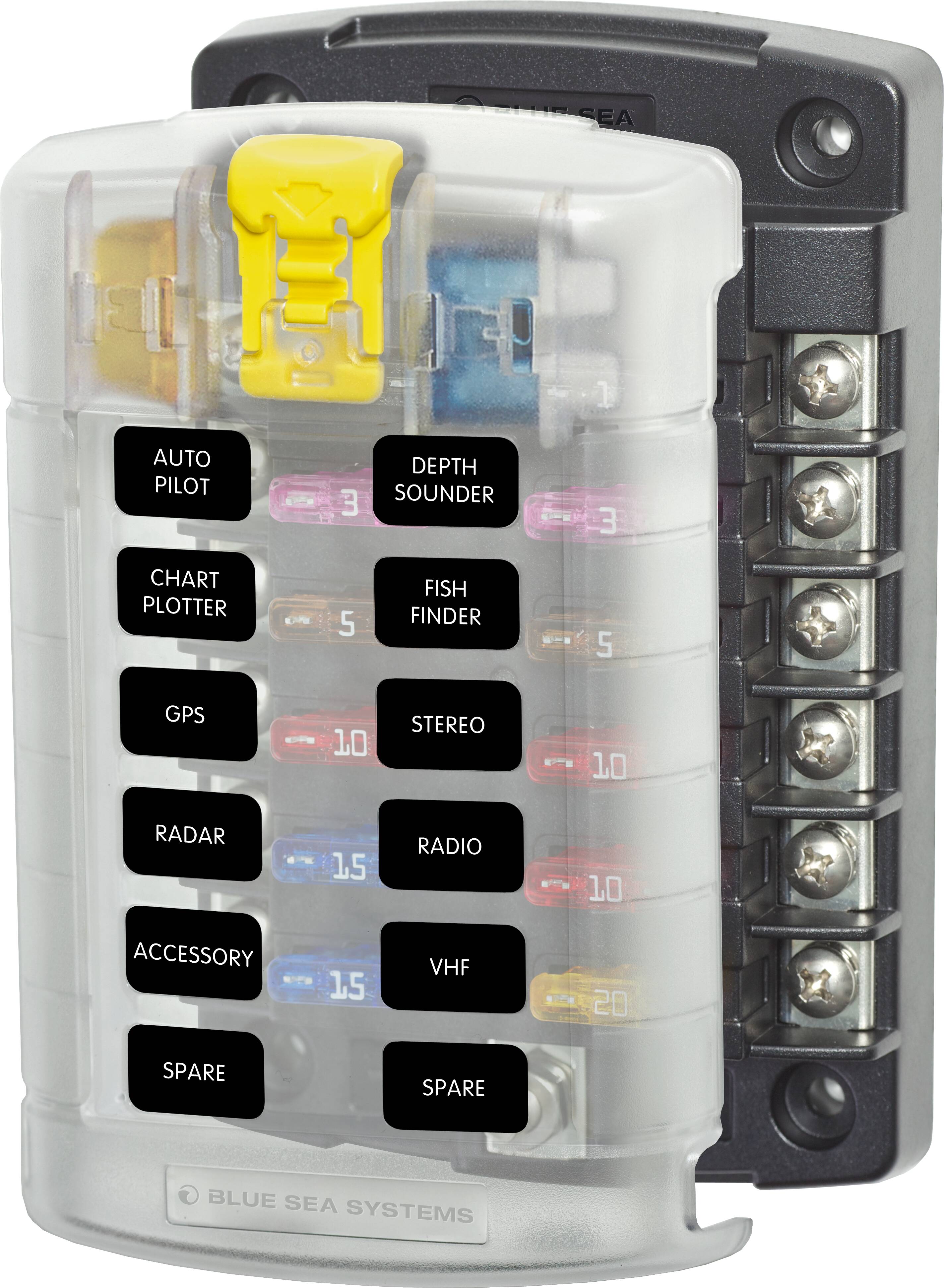 Blue Sea Systems ST Blade Fuse Block 12 Circuits with Cover