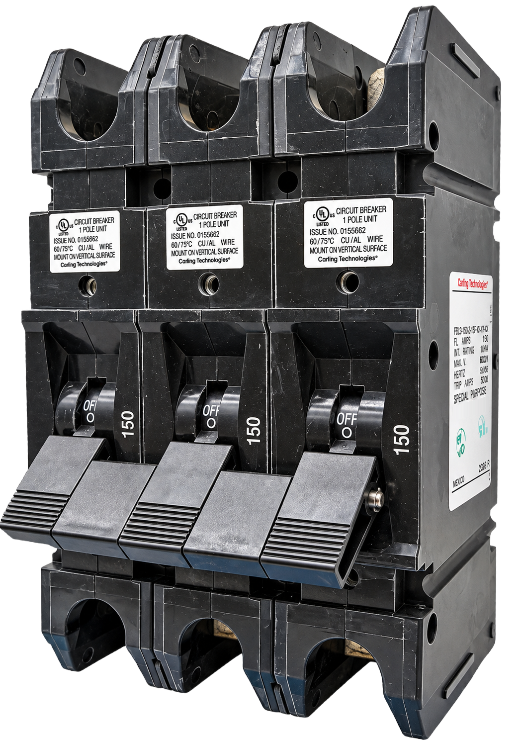 Carling F-Series 150A Triple pole UL 489 Circuit Breaker