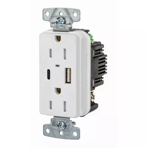 Hubbell USB15ACPDW USB charging receptacle in white