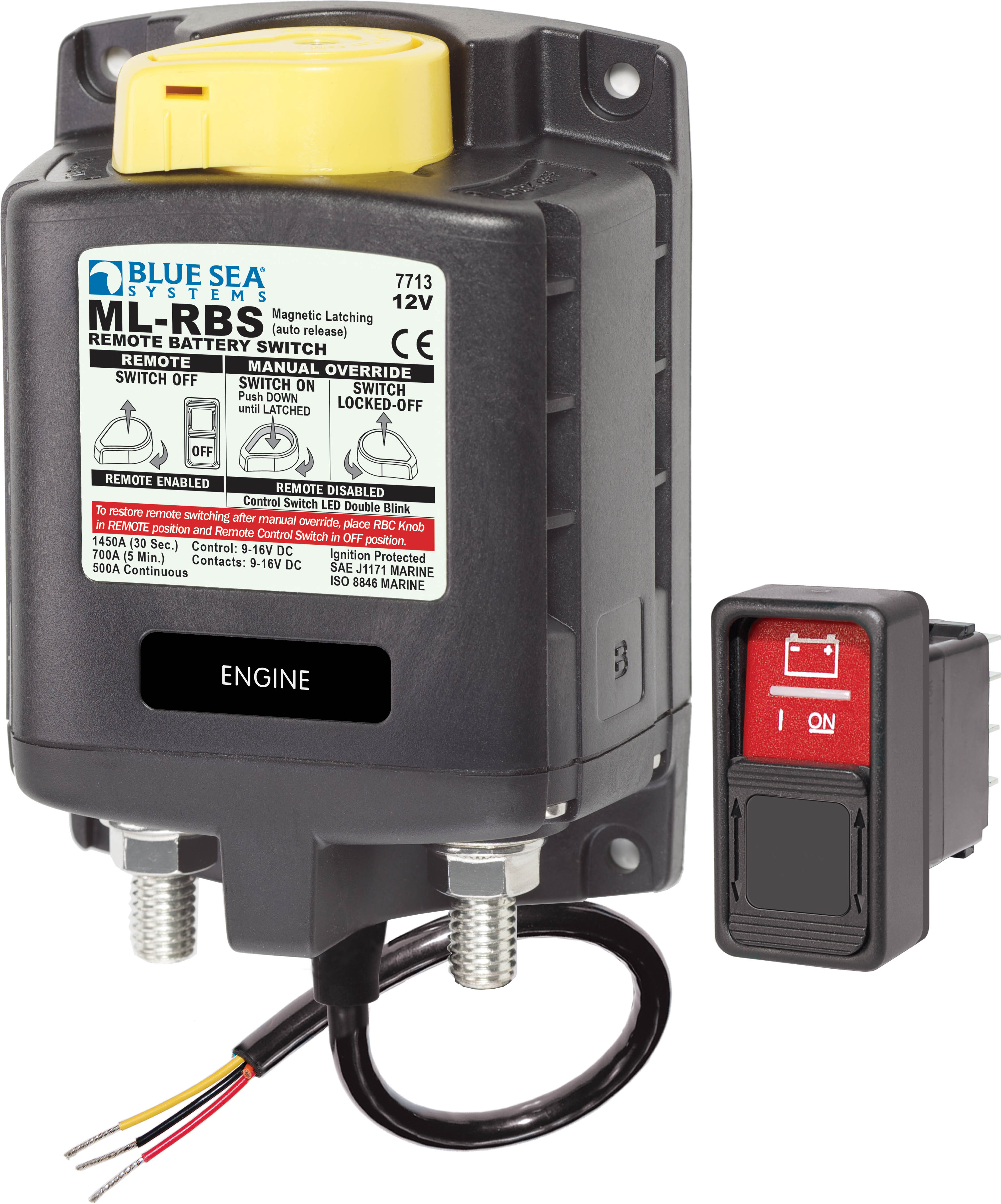 Blue Sea Systems ML-RBS Remote Battery Switch with Manual Control Auto-Release - 12V DC 500A