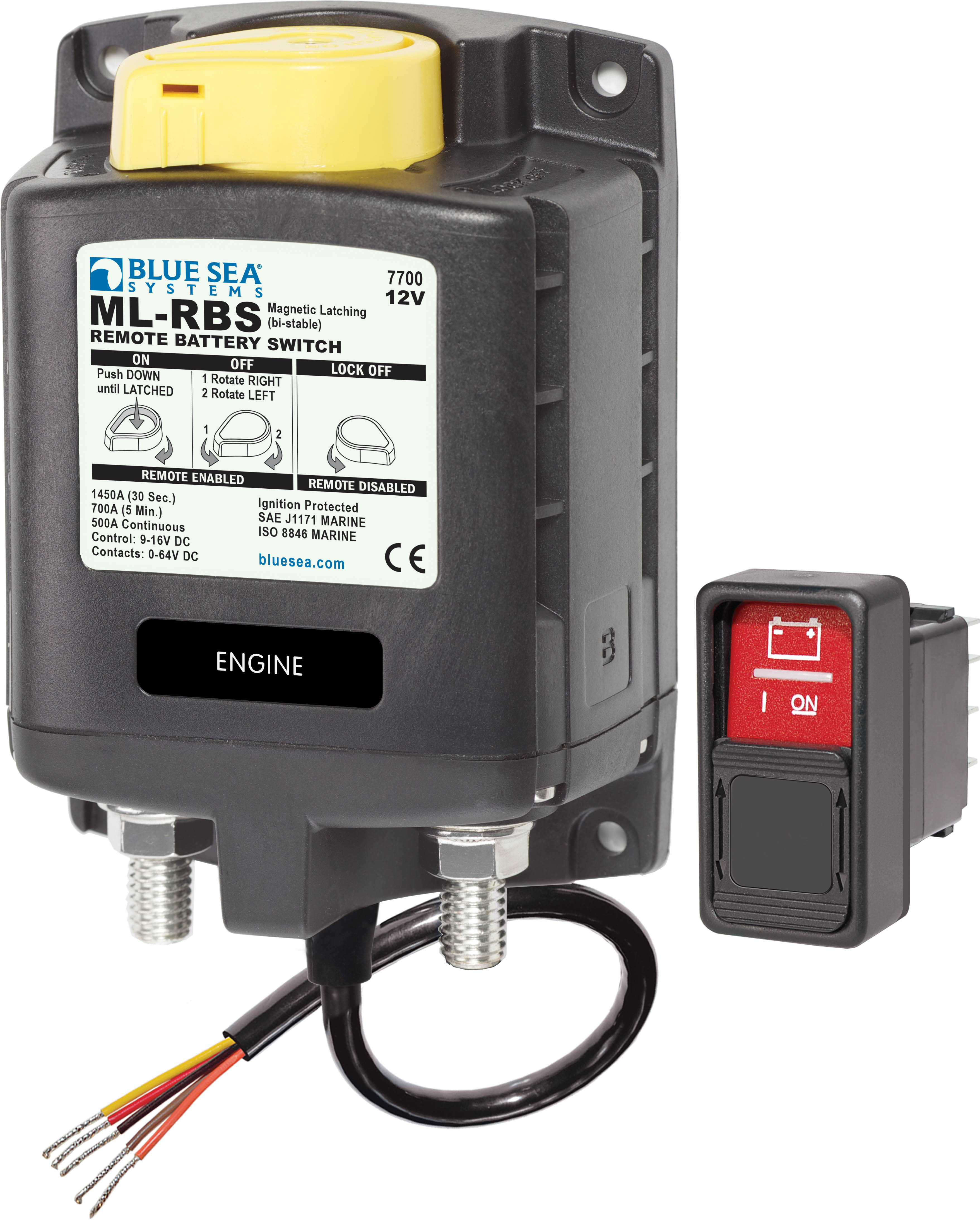 Blue Sea Systems ML-RBS Remote Battery Switch with Manual Control - 12V DC 500A