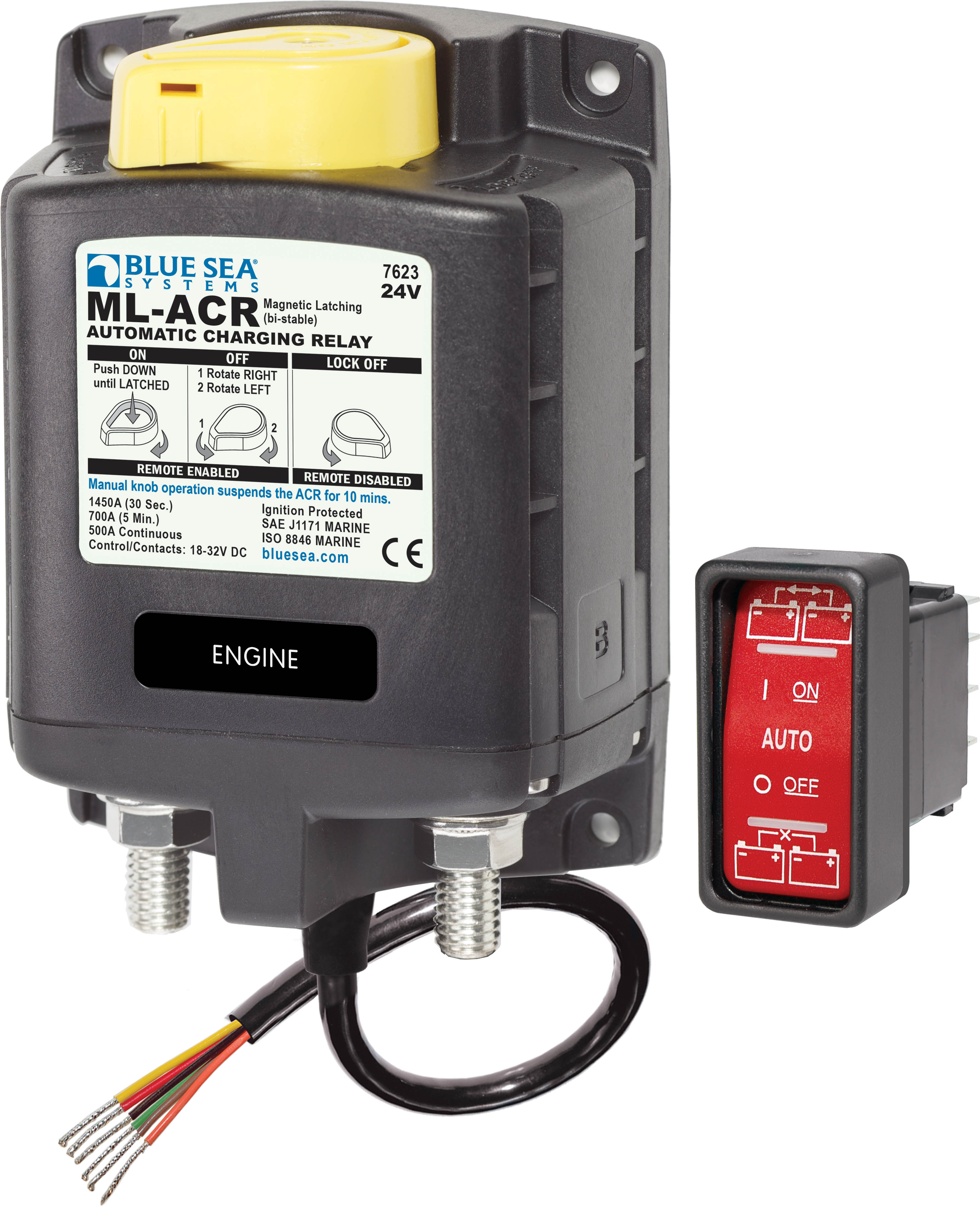 Blue Sea Systems ML-ACR Automatic Charging Relay with Manual Control - 24V DC 500A