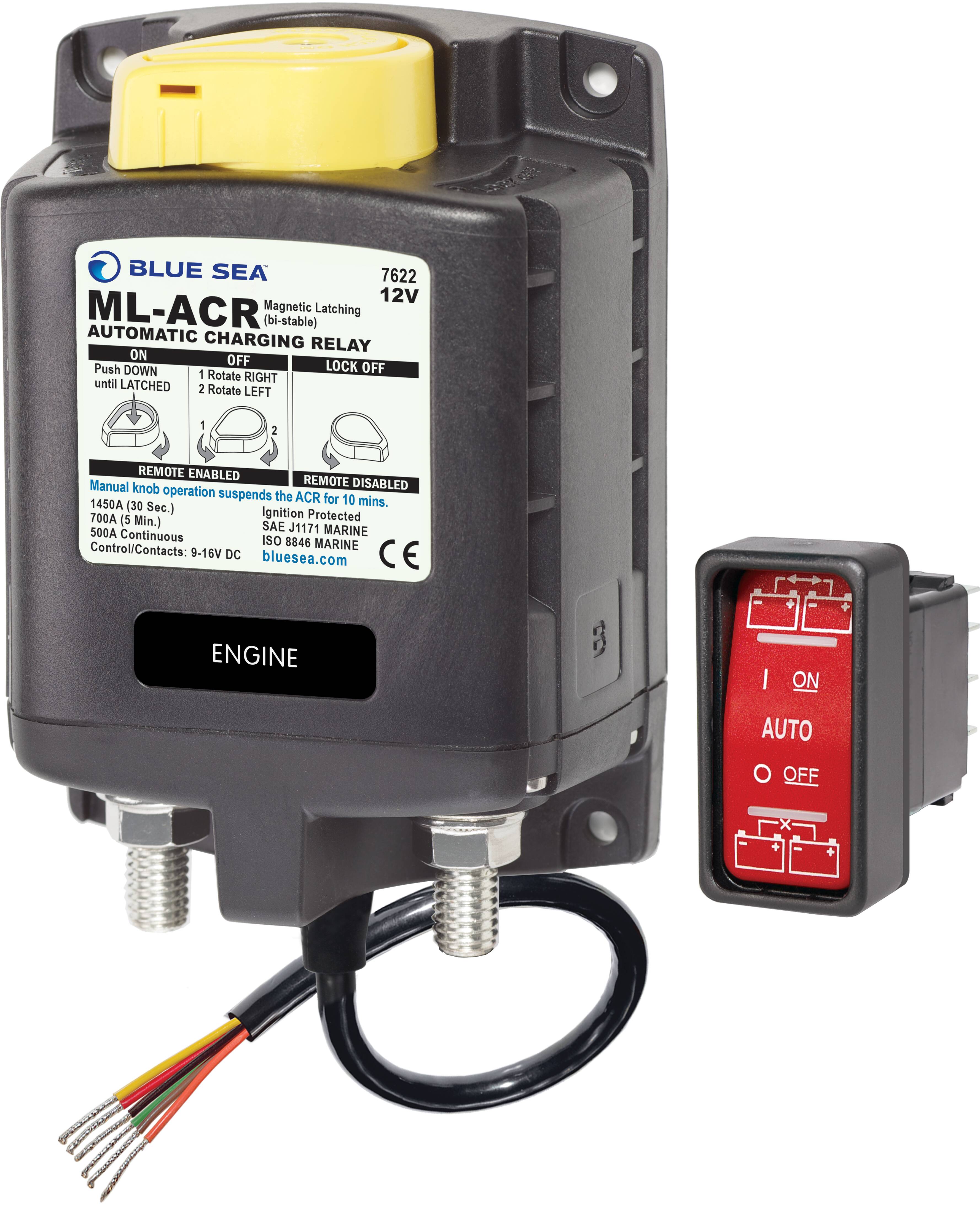 Blue Sea Systems ML-ACR Automatic Charging Relay with Manual Control - 12V DC 500A
