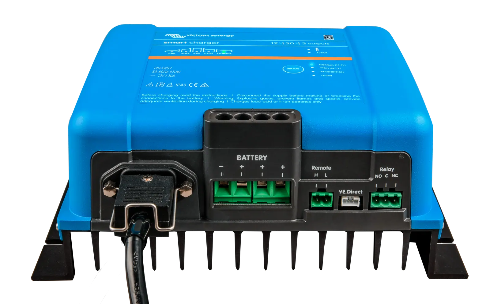 Victron Smart IP43 Charger 12 V 30 A - 3 Outputs, 120–240 V AC