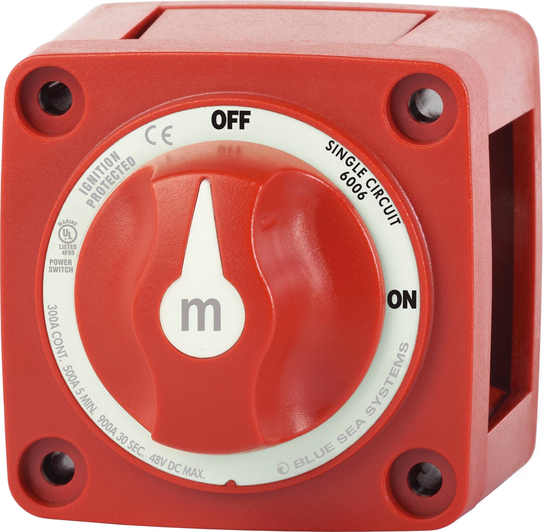 Blue Sea Systems m-Series Mini On-Off Battery Switch with Knob, Red