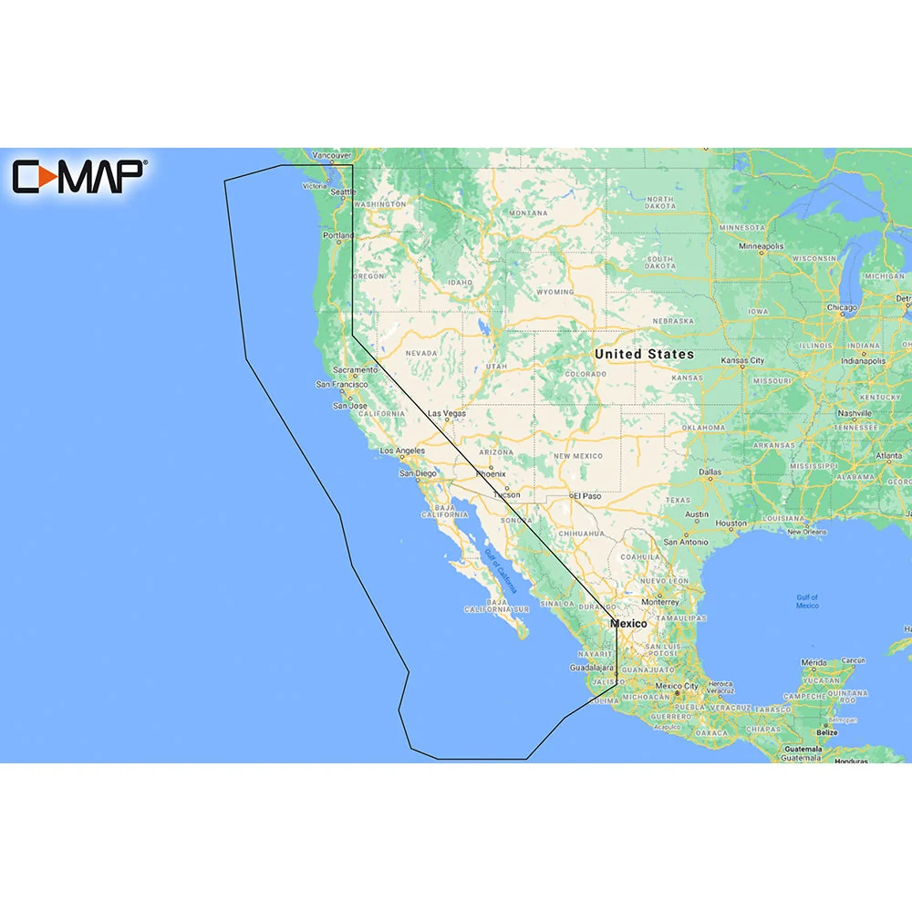 C-MAP REVEAL US West Coast and Baja California Coastal Chart (does not contain Hawaii) — M-NA-Y206-MS