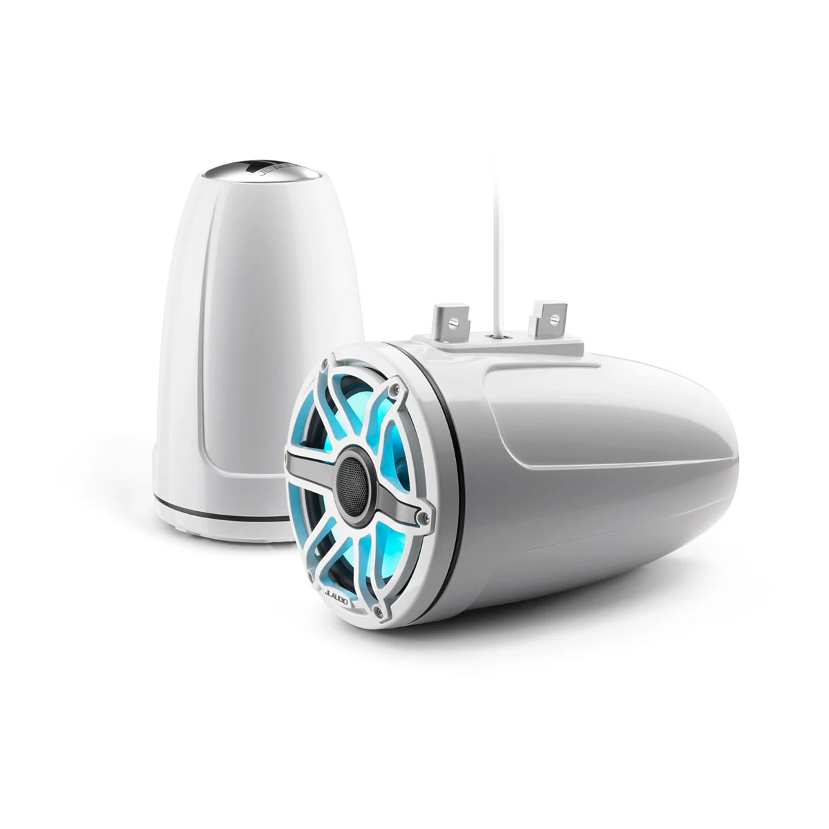 JL Audio M6 Enclosed Tower Speakers, 7.7" with LED and White Sport Grille (M6-770ETXv3-Gw-S-GwGw-i)