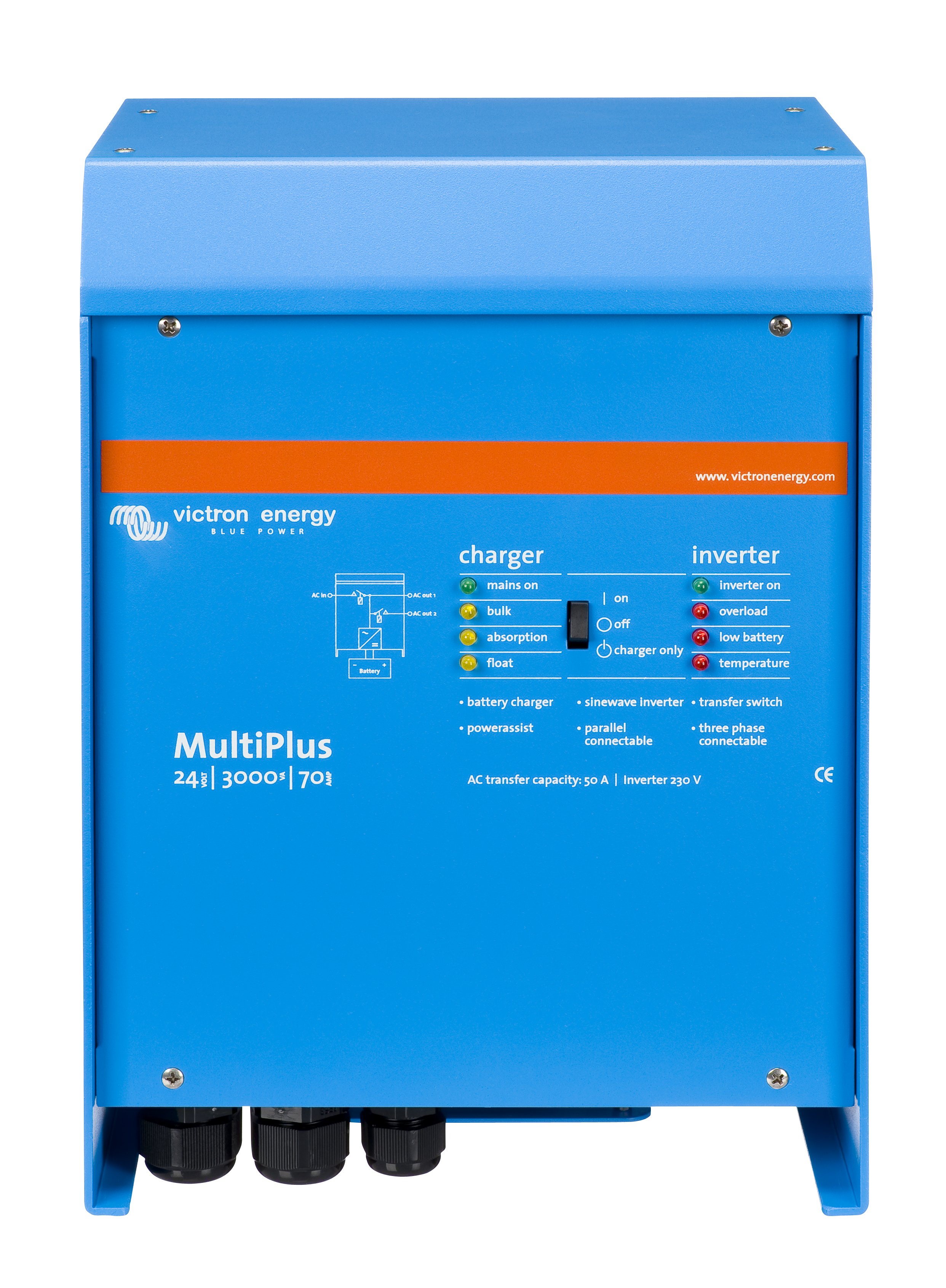 Victron MultiPlus 24/3000 70-50 120 V VE.Bus UL 1741 & UL 458 inverter product view