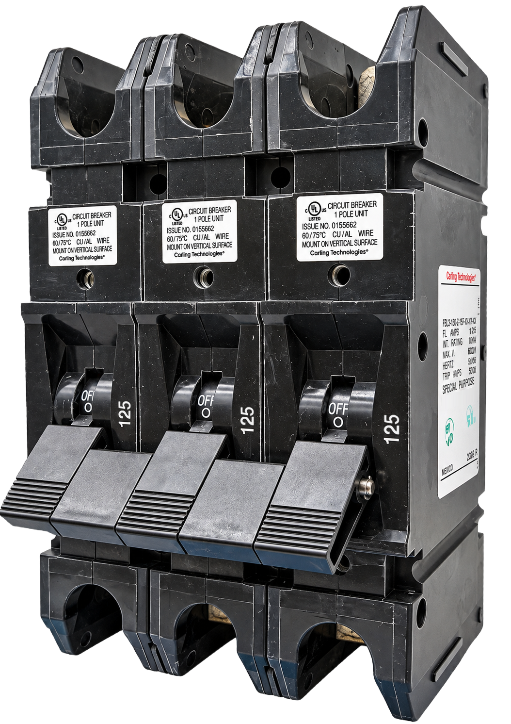 Carling F-Series 125A Triple pole UL 489 Circuit Breaker
