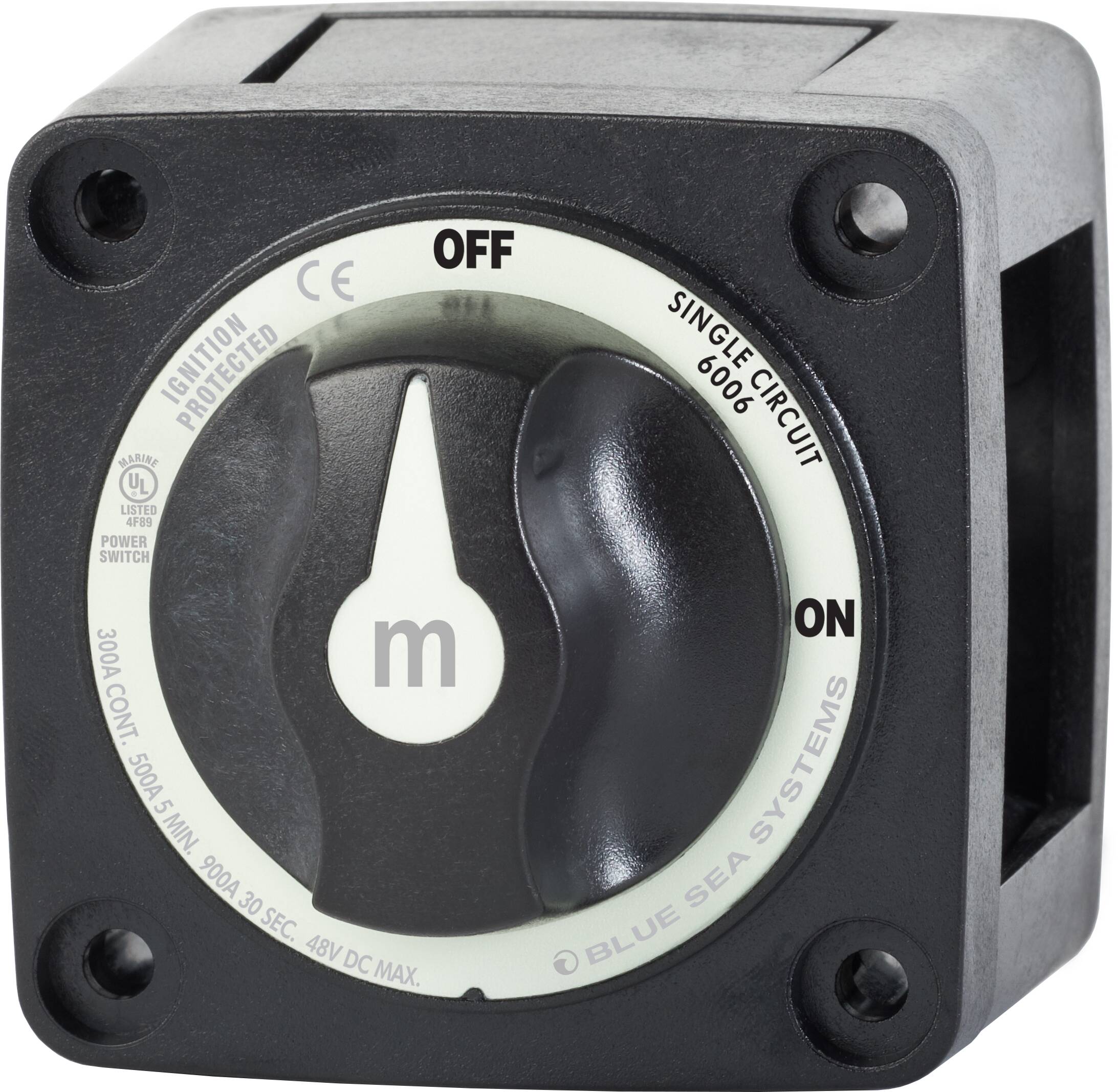 Blue Sea Systems m-Series Mini On-Off Battery Switch with Knob, Black