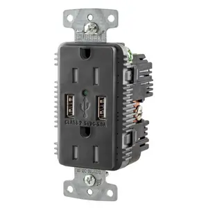 Hubbell USB15A5BK USB charging receptacle in black