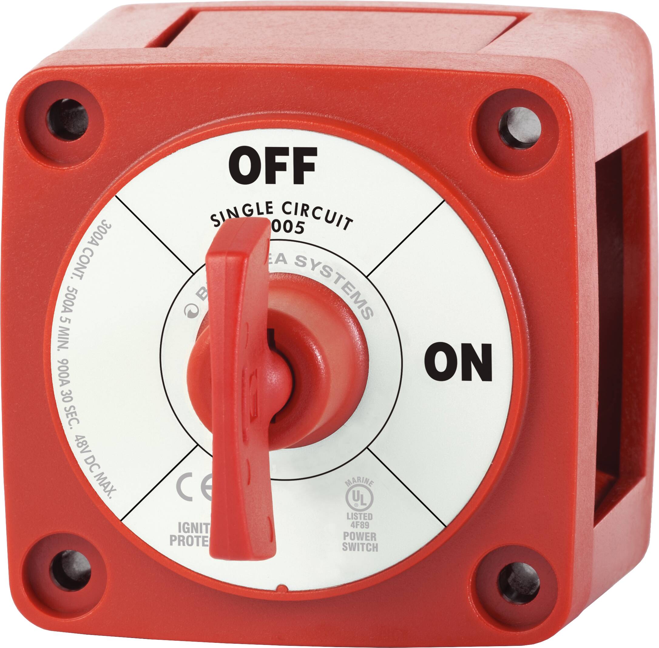 Blue Sea Systems m-Series Mini On-Off Battery Switch with Key, Red