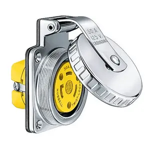 Hubbell HBL303SSO marine receptacle in metallic