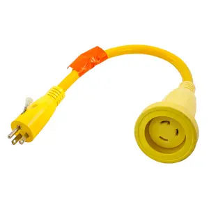 Hubbell HBL61CM22 marine power adapter in yellow