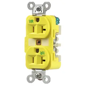 Hubbell HBL53CM62 duplex receptacle in yellow