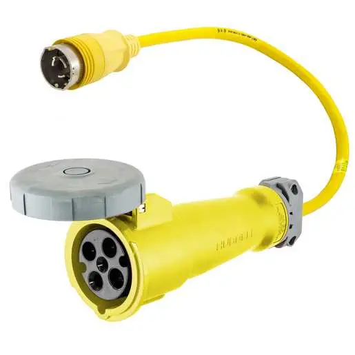 Hubbell HBL61CM100 marine power adapter in yellow
