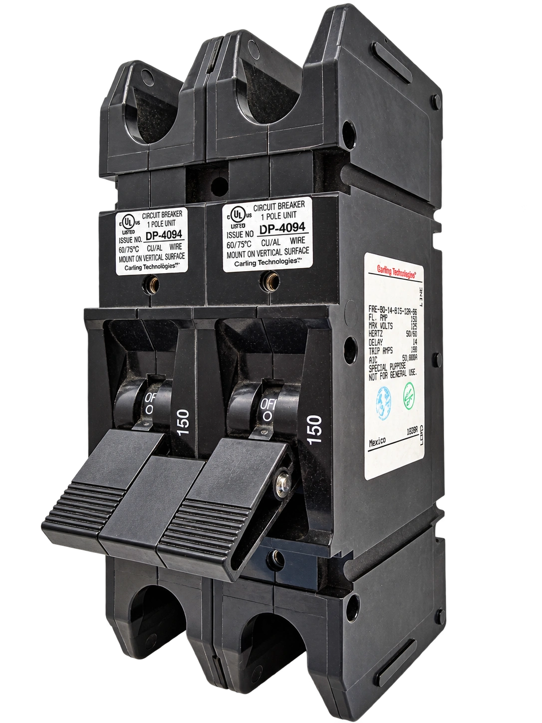 Carling F-Series 150A Double pole UL 489 Circuit Breaker