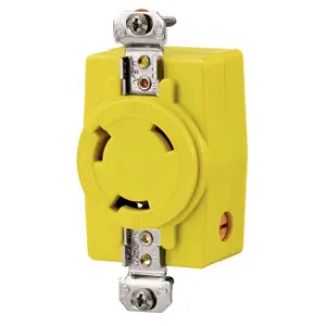 Hubbell HBL328DCR marine receptacle in yellow