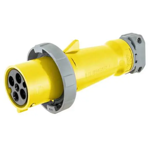 Hubbell M4100C12R watertight connector body in yellow