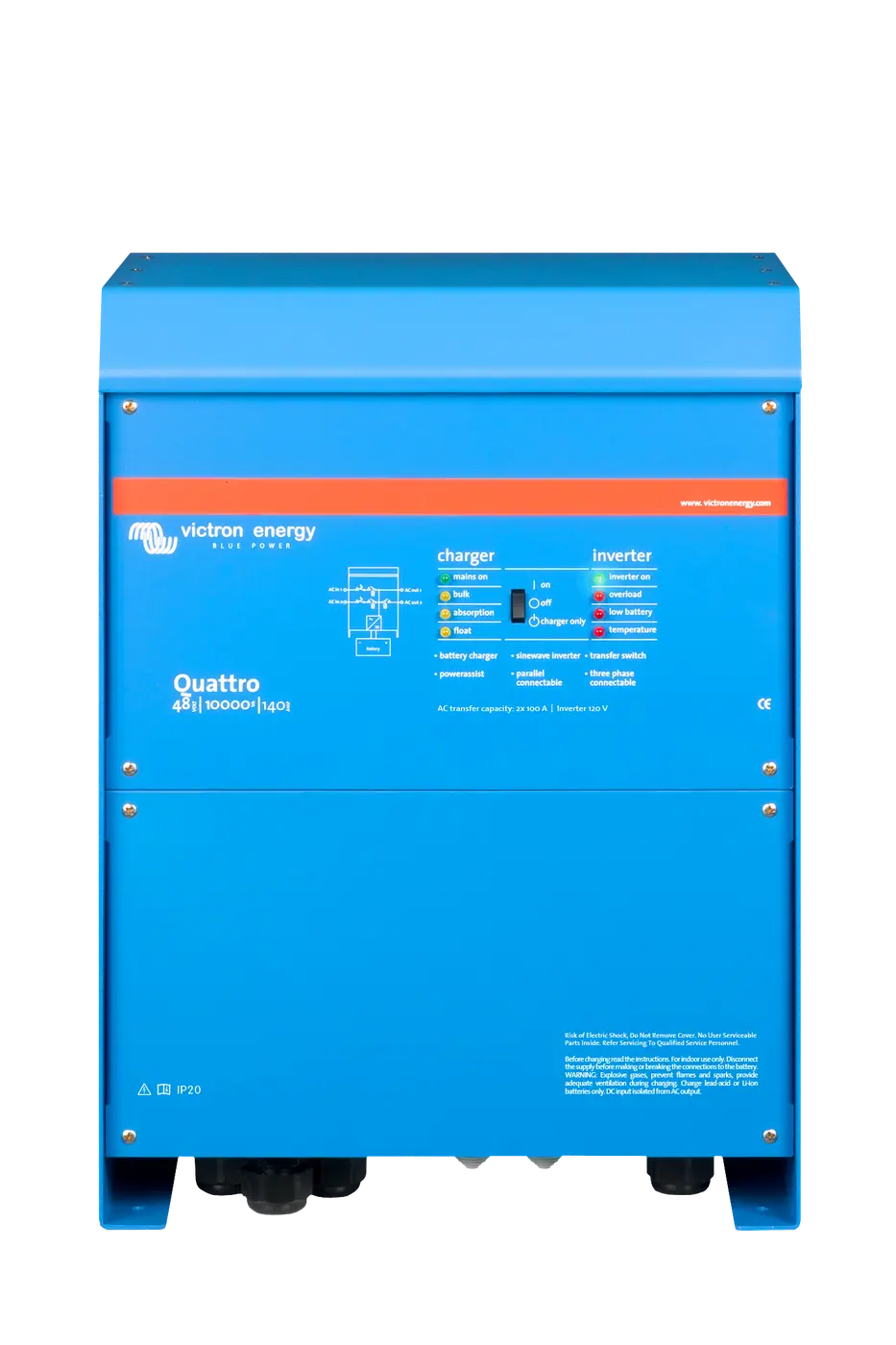 Victron Quattro 48/10000 140-100/100 120 V VE.Bus inverter/charger front view
