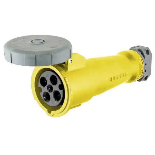 Hubbell M4100C12 watertight connector body in yellow