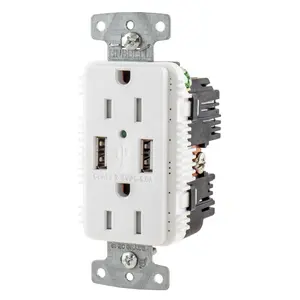 Hubbell USB15A5W USB charging receptacle in white