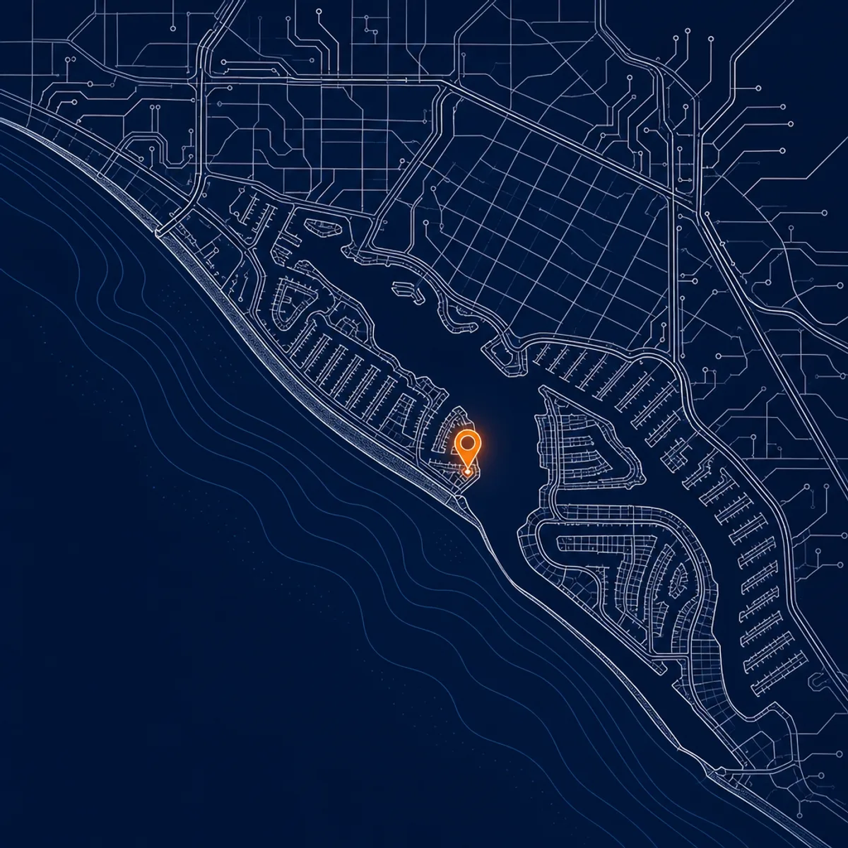 Illustrated map of our Newport Beach, CA location in Orange County